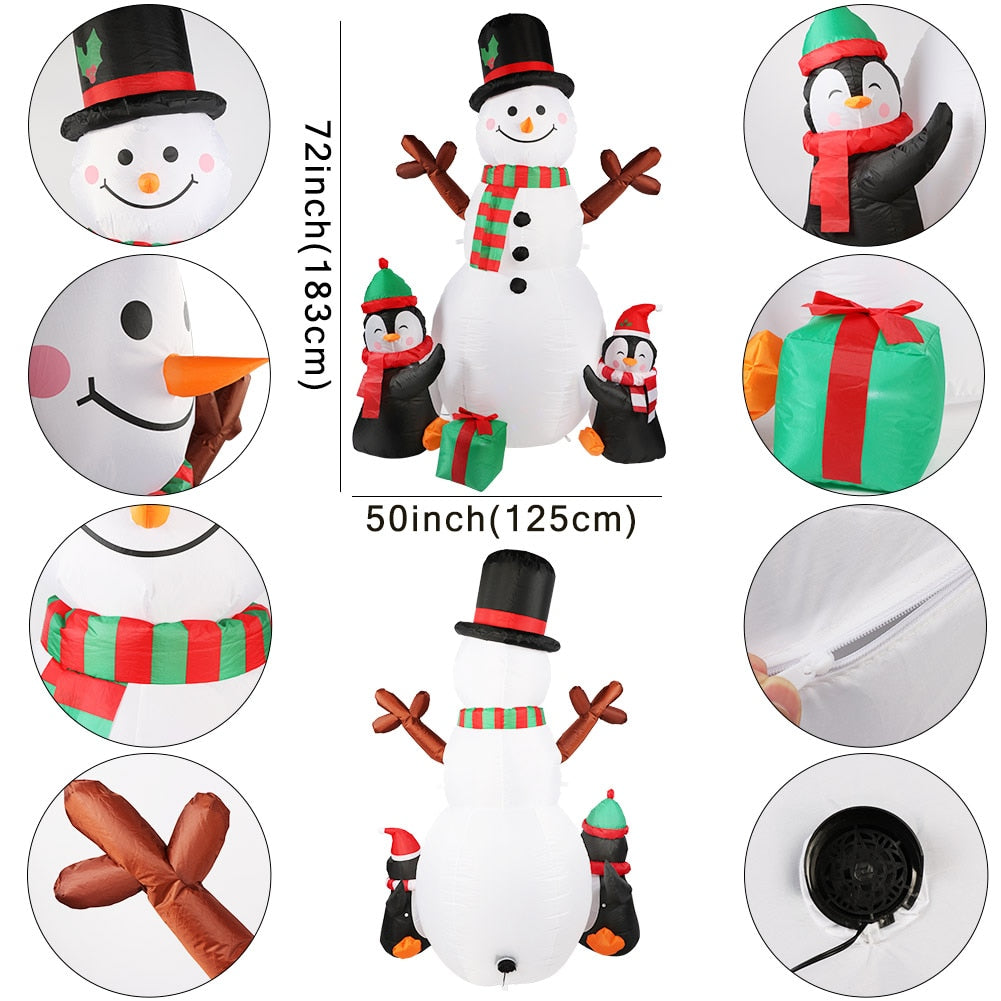 Structure de Noël gonflable - Bonhomme de neige et Pingouins
